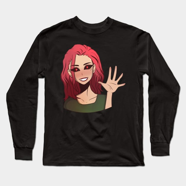 Vampire anime girl with red eyes Long Sleeve T-Shirt by EmeraldWasp